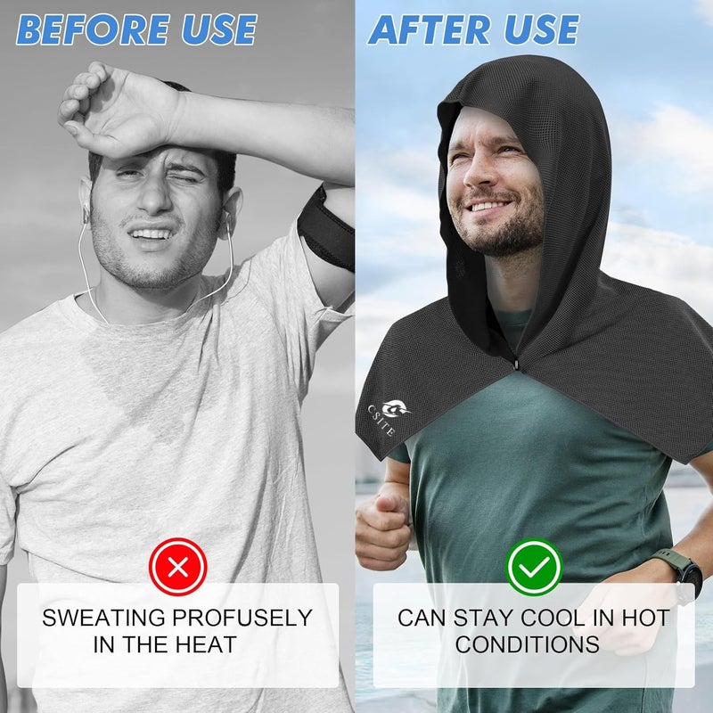 CASITE 4 Pack Cooling Hoodie Towels for Neck and Face, UPF 50 Sun Protection & Instant Cooling, Ice Towels for Hot Weather, Soft Breathable Towel for Sport, Work Out, Gym, Camping & More Activities - Image 4